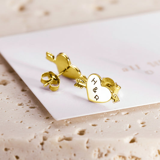 Personalized Initials Heart Stud Earrings
