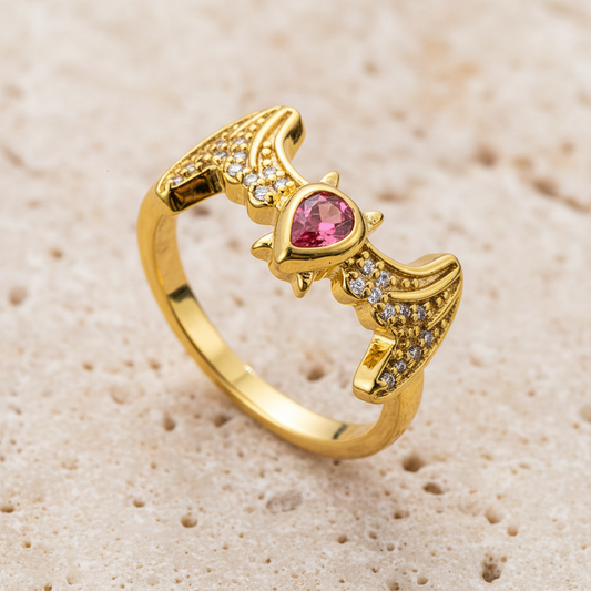Personalized Birthstone Bat Ring
