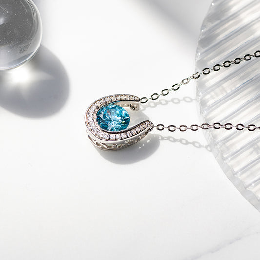 Custom Horseshoe Birthstone Pendant Necklace