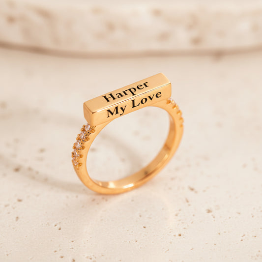 Custom Engraved Stackable Bar Ring