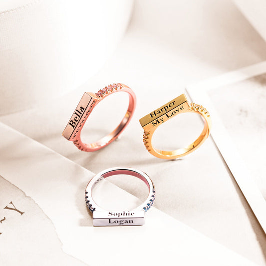 Custom Engraved Stackable Bar Ring