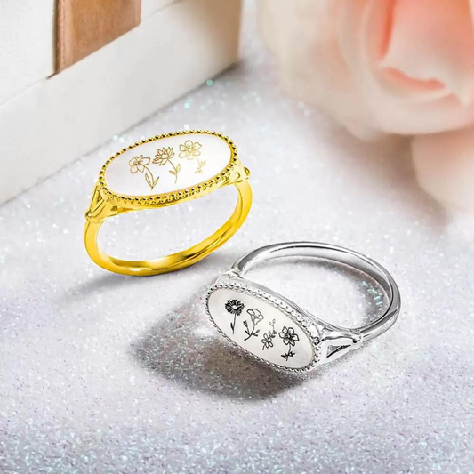 Custom Opal Birth Flower Ring