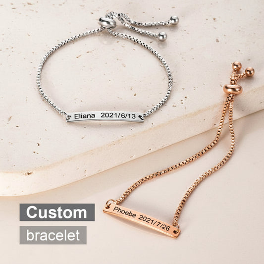 Engraved Bar Adjustable Bracelet