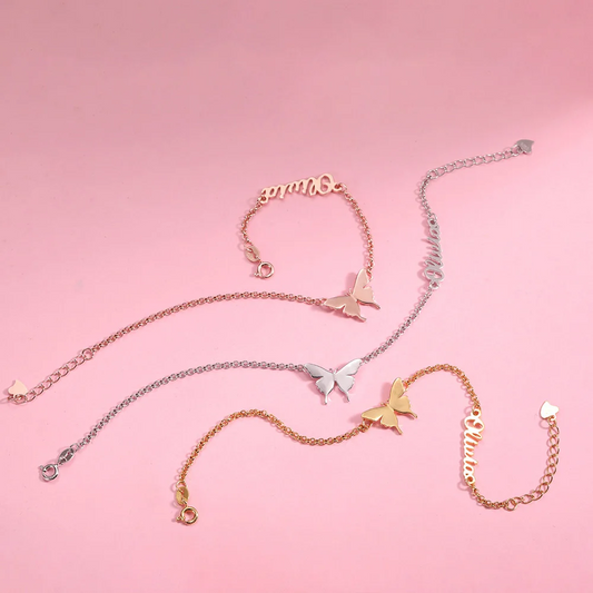 Custom Butterfly Name Anklet