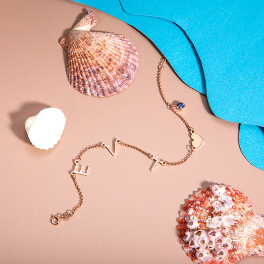 Personalized Initials Anklet with Birthstone