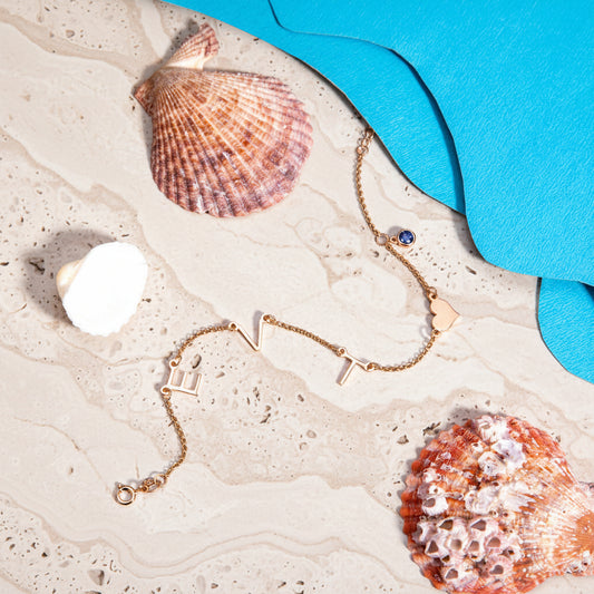 Personalized Initials Anklet with Birthstone