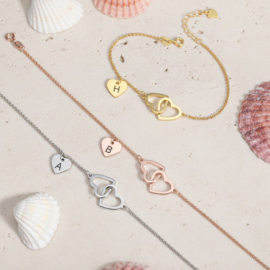 Personalized Heart Initial Anklet Sterling Silver 925