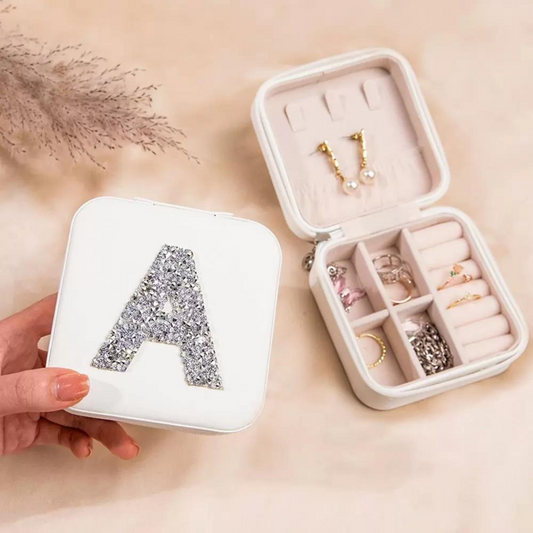 Personalized Rhinestone Initial Jewelry Box