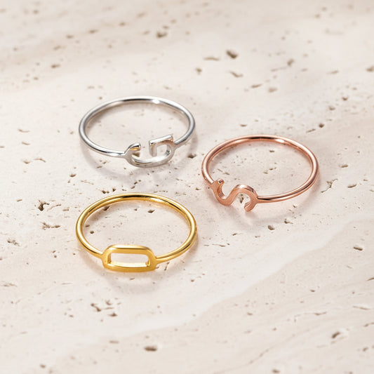 Custom Dainty Stackable Initial Rings
