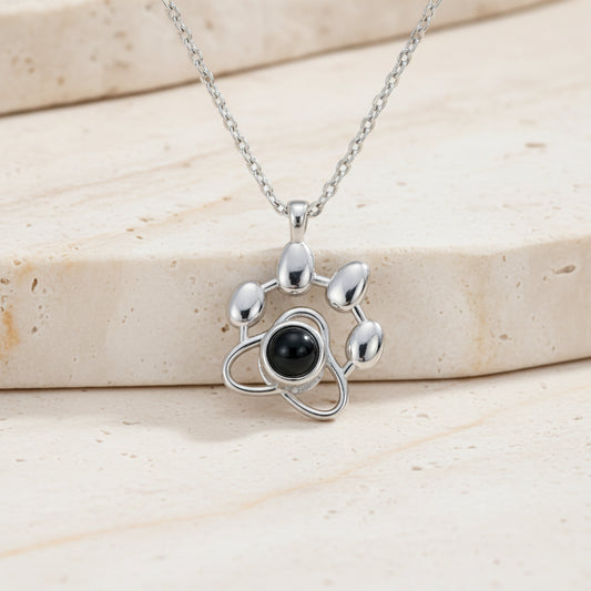 Custom Pet Paw Photo Projection Necklace
