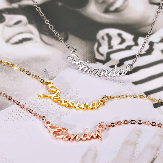 Custom Curved Cursive Name Necklace