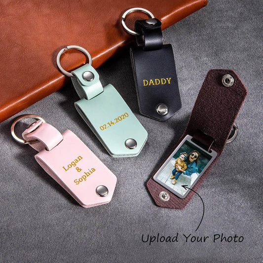 Custom Photo Leather Keychain