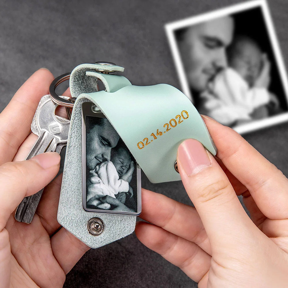 Custom Photo Leather Keychain