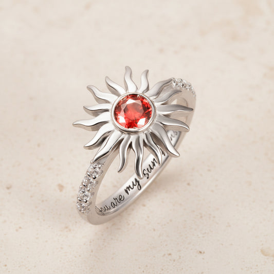 Personalized Sun Birthstone Ring