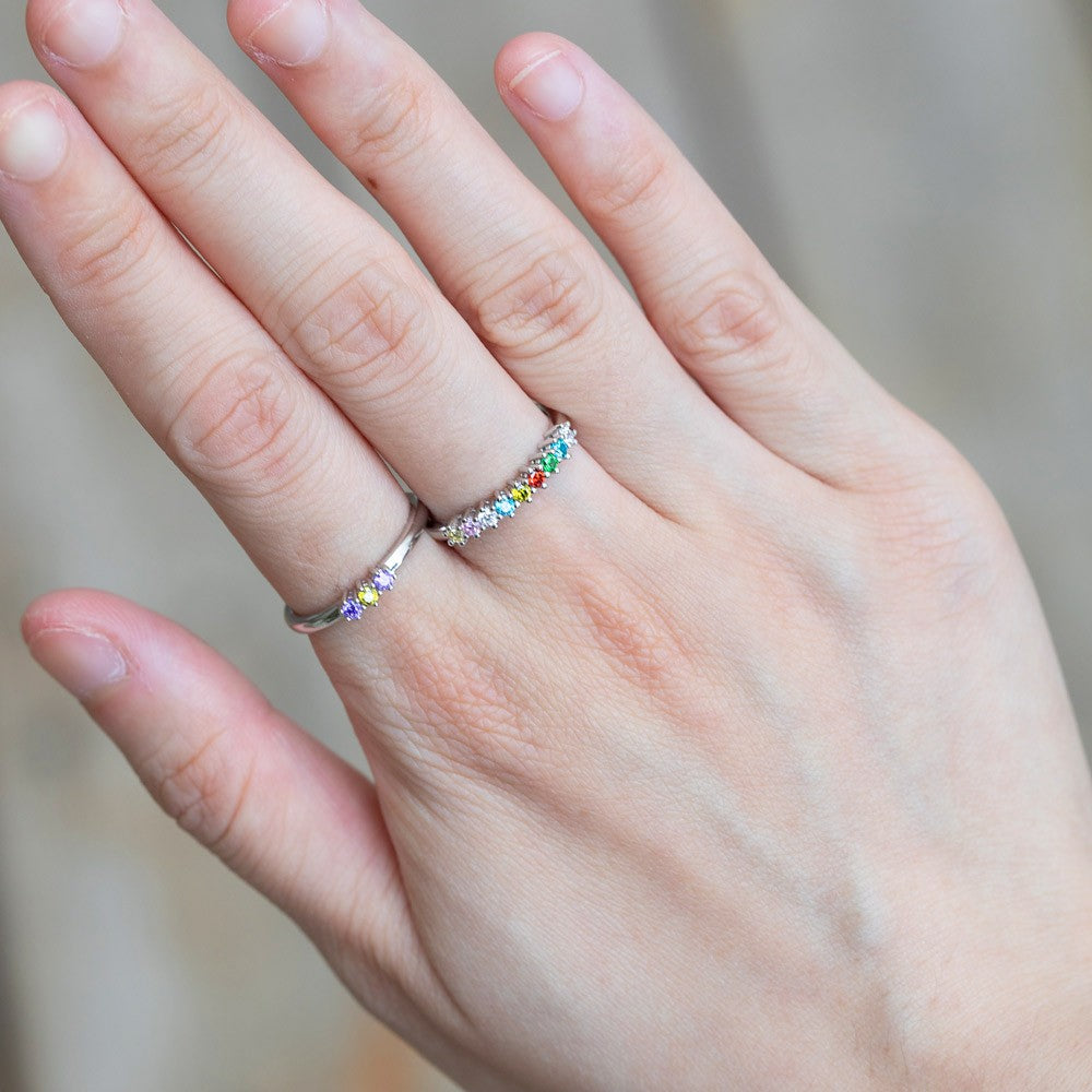 Dainty Combined Birthstone Stackable Rings