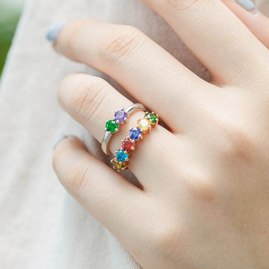 Dainty Combined Birthstone Ring