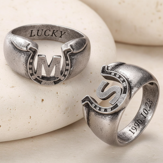 Custom Initial Engraved Horseshoe Ring