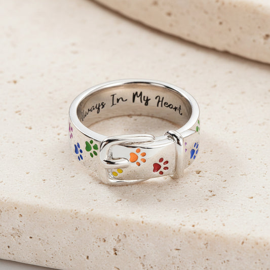 Custom Engraved Dog Collar Rainbow Ring