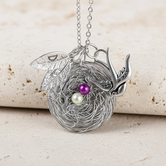 Custom Mom Bird Nest Necklace