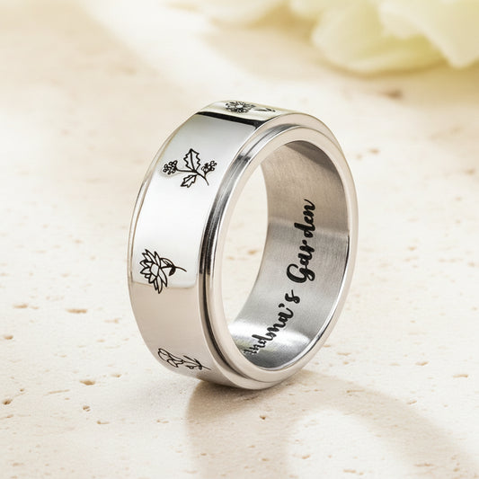 Custom Birth Flower Fidget Ring