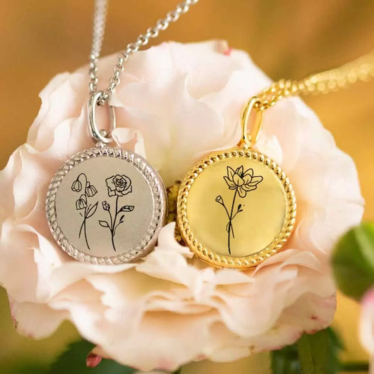 Personalized Birth Flower 4 Photos Locket Necklace