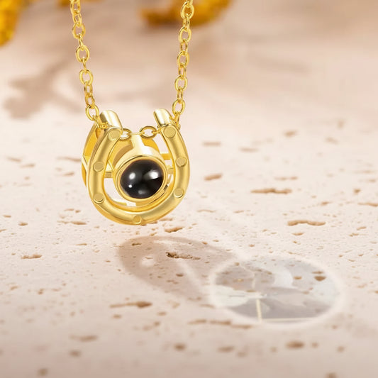 Personalized Horseshoe Projection Necklace