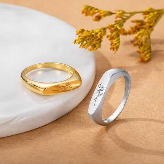 Birth Flower Stackable Rings