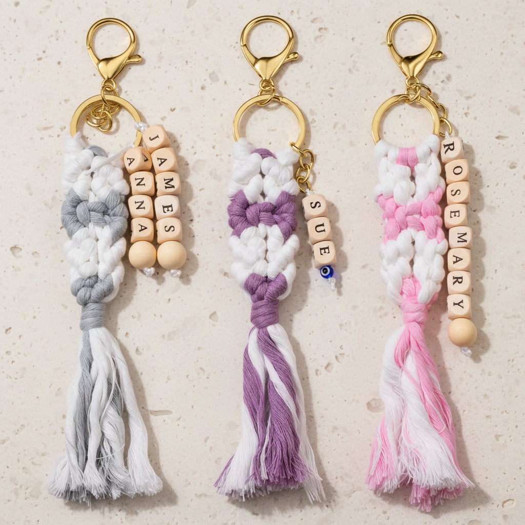 Personalized Macrame Keychain