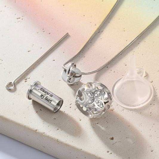 Engraved Butterfly Sphere Urn Necklace