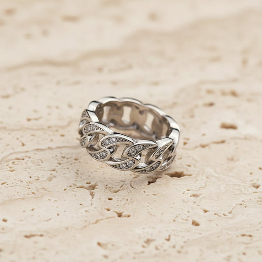 Cuban Link Crystal Chain Ring