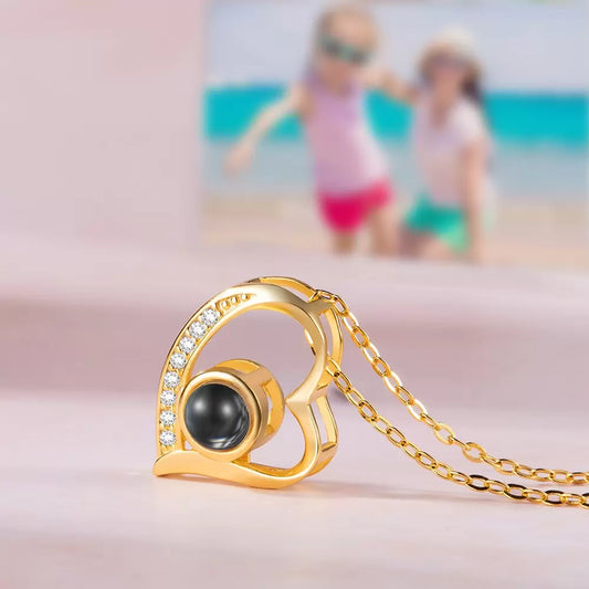 Custom Heart Photo Projection Necklace