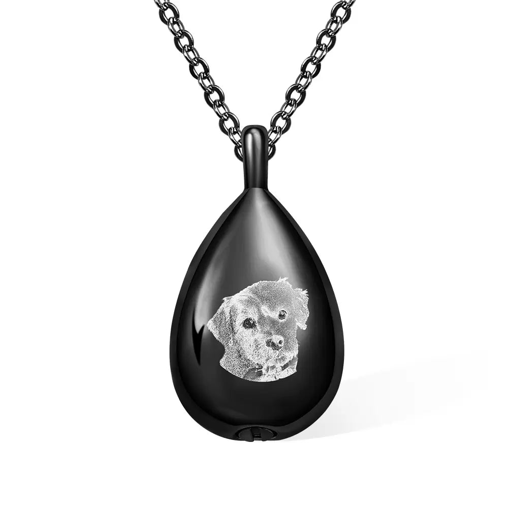 Teardrop Pet Portrait Urn Necklace