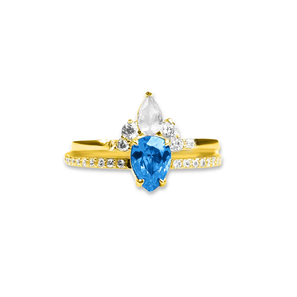 Custom Double Birthstones Stacked Rings