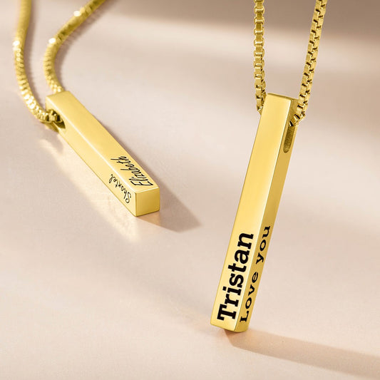 Custom Engraved 4 Side Bar Necklace