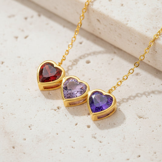 Combined Heart Birthstone Necklace