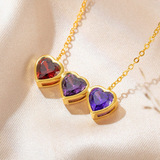 Combined Heart Birthstone Necklace