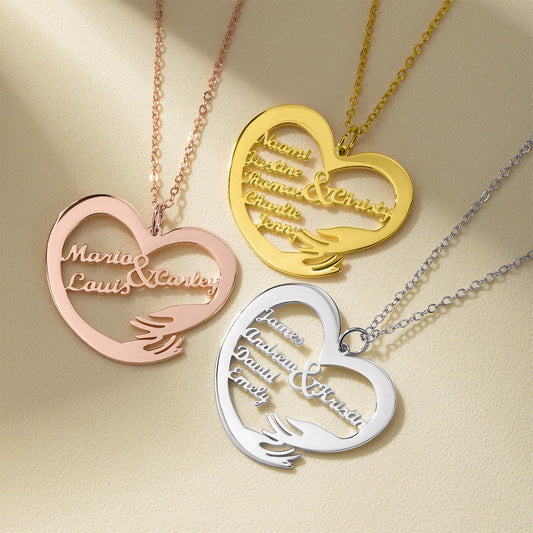 Custom 1-6 Kids Names Heart Necklace