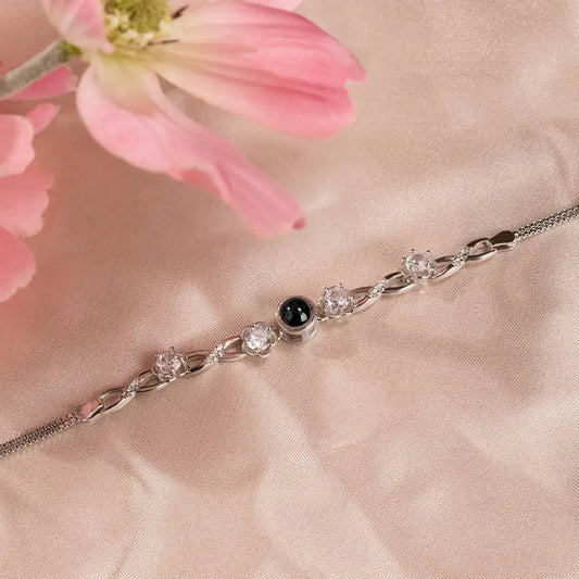 Custom Silver Floral Projection Bracelet