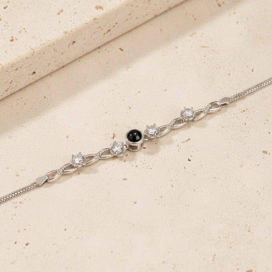 Custom Silver Floral Projection Bracelet