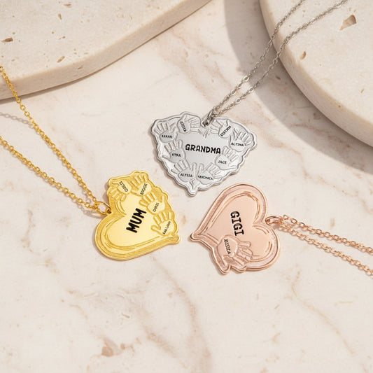 Combined Baby Hands Heart Necklace