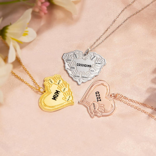 Combined Baby Hands Heart Necklace
