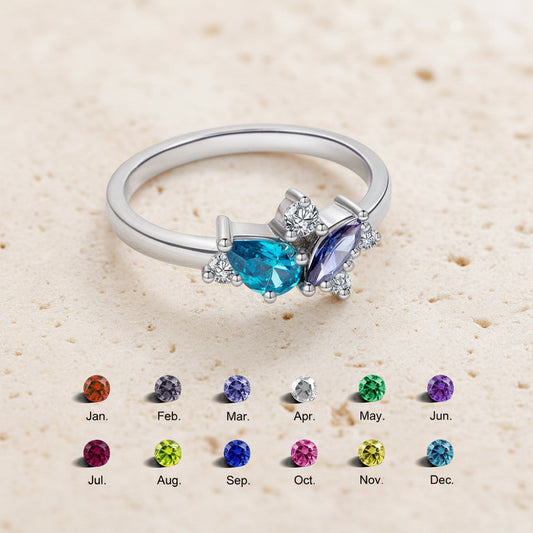 Marquise Double Birthstone Ring