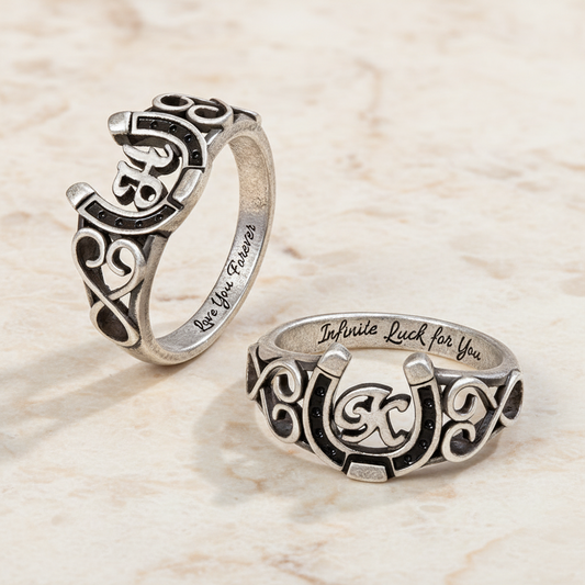 Personalized Initial Engraved Horseshoe Ring