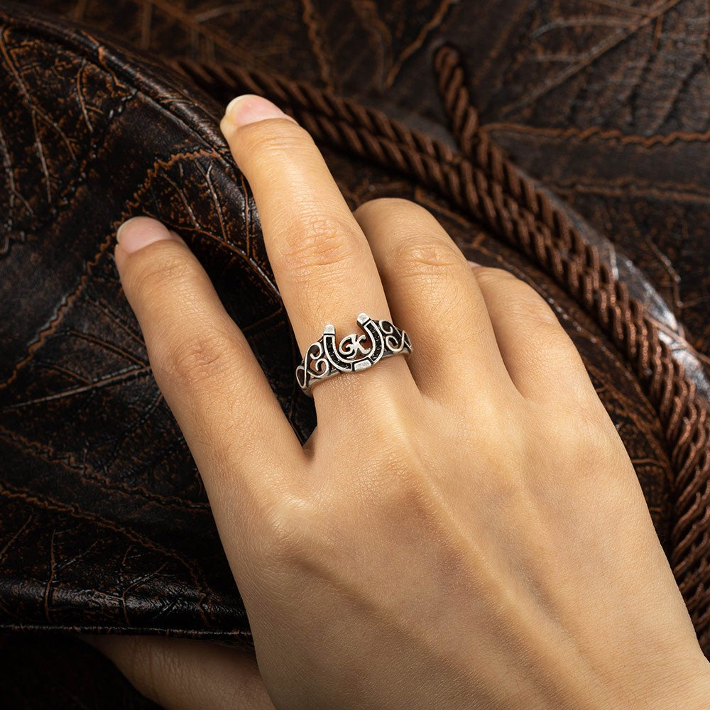 Personalized Initial Engraved Horseshoe Ring