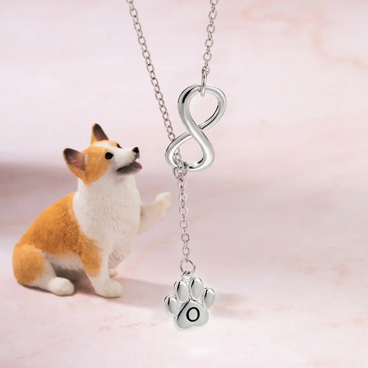Personalized Initial Pet Paw Necklace