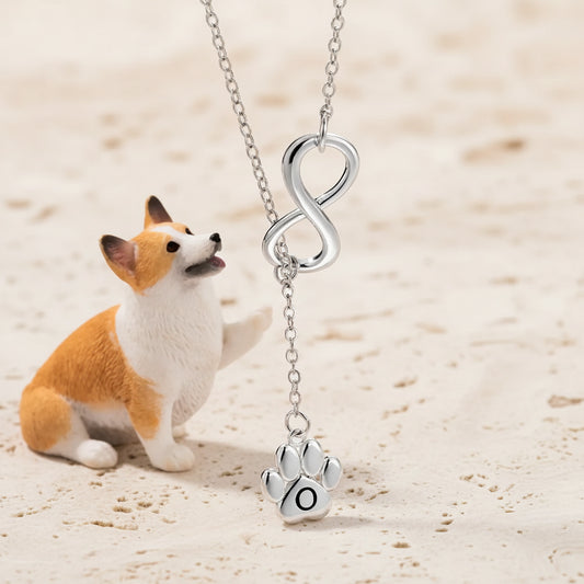 Personalized Initial Pet Paw Necklace