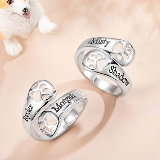 Custom Engraved Pet Paw Ring