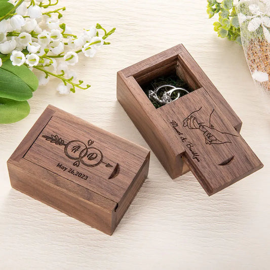 Custom Engraved Wooden Wedding Ring Box