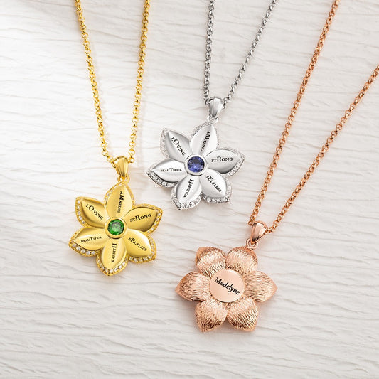 Flower Birthstone Mother Necklace
