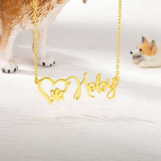 Personalized Pet Heart Name Necklace